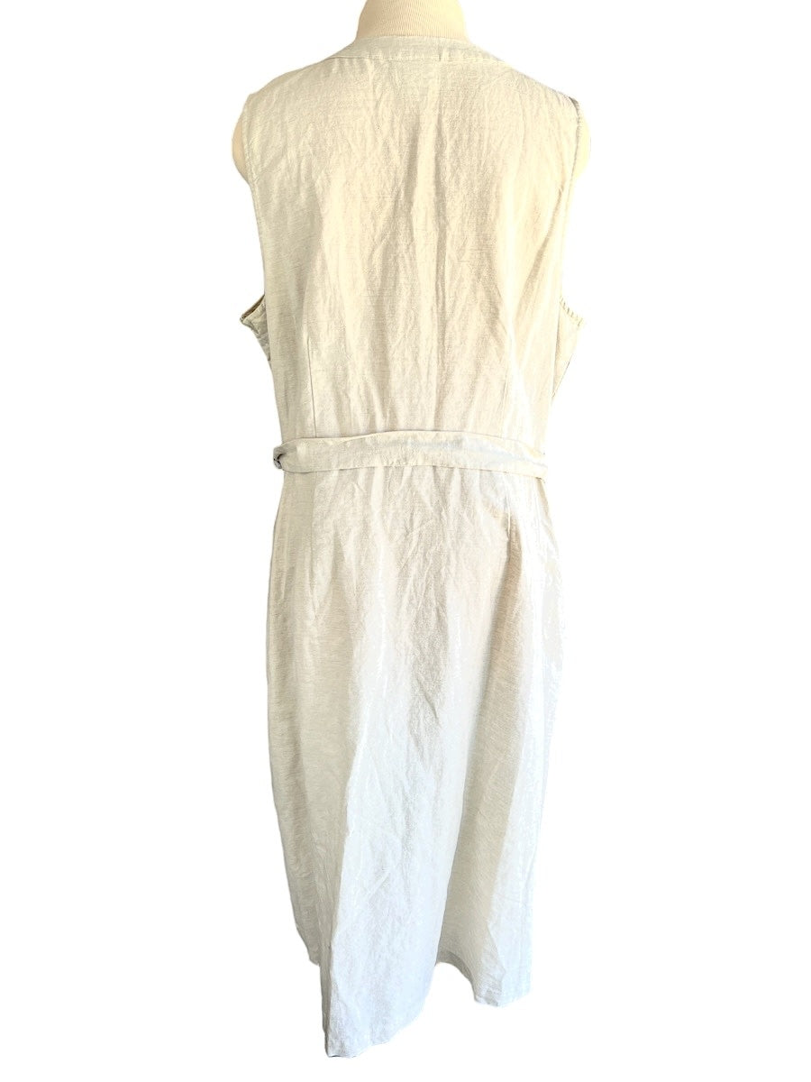 Liz Claiborne Cream Casual Dress With Pockets Size XL-RF