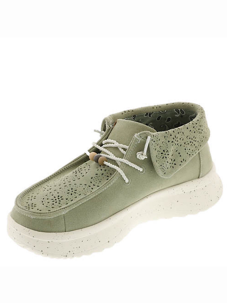 Hey Dude Wendy Peak Fold Boot Suede Green Womens