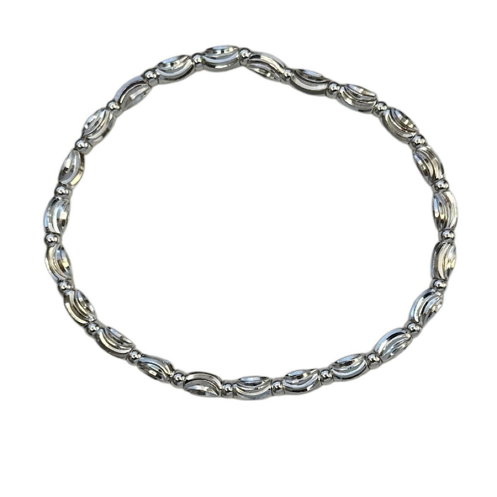 Silver Sea Shore Beaded Stretch Bracelet