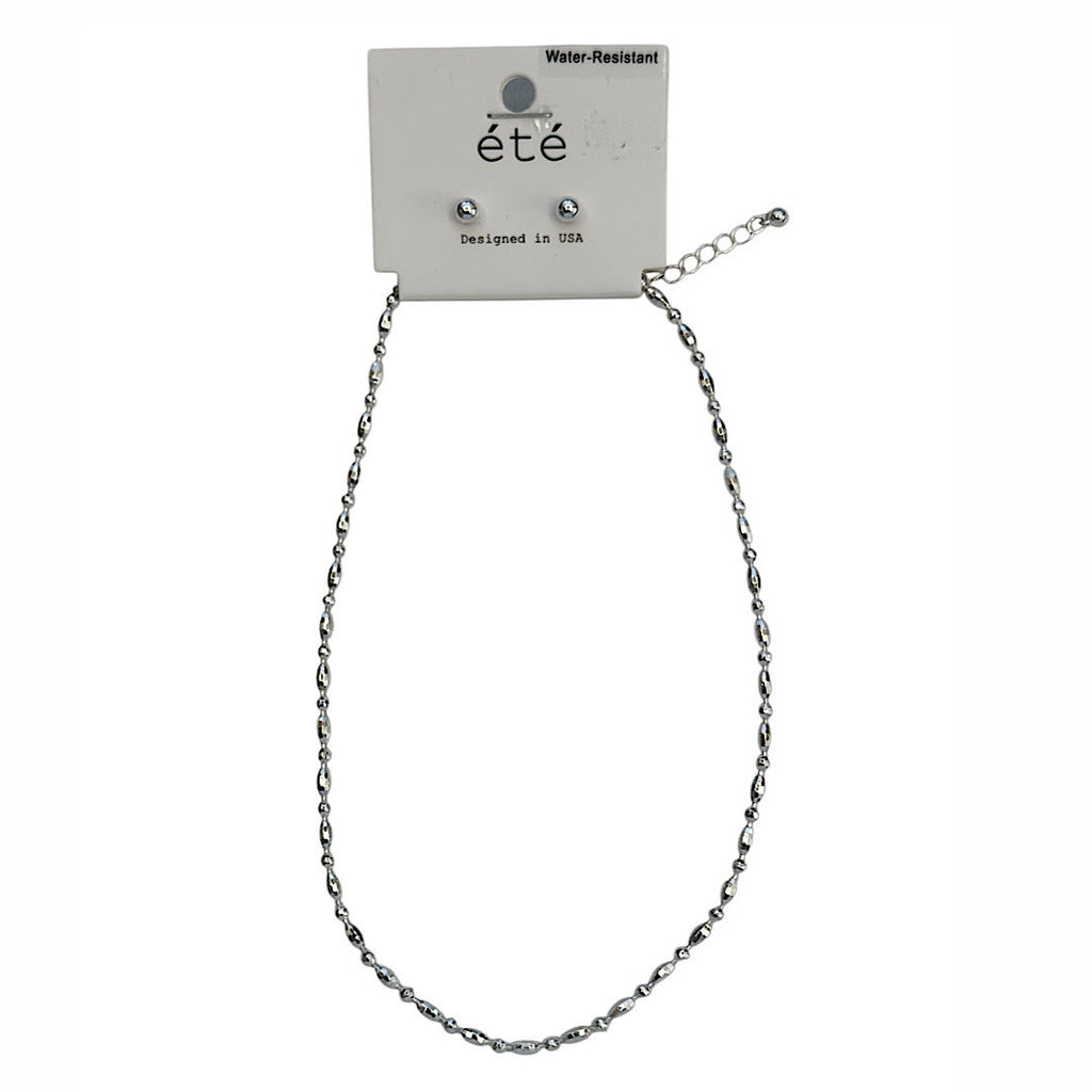 Silver Puffed Mariner Link Chain Necklace