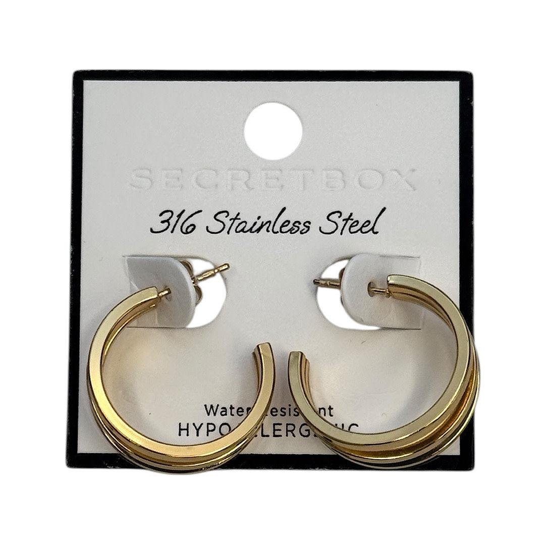 Gold Triple 316 Stainless Steel Hoop Earrings