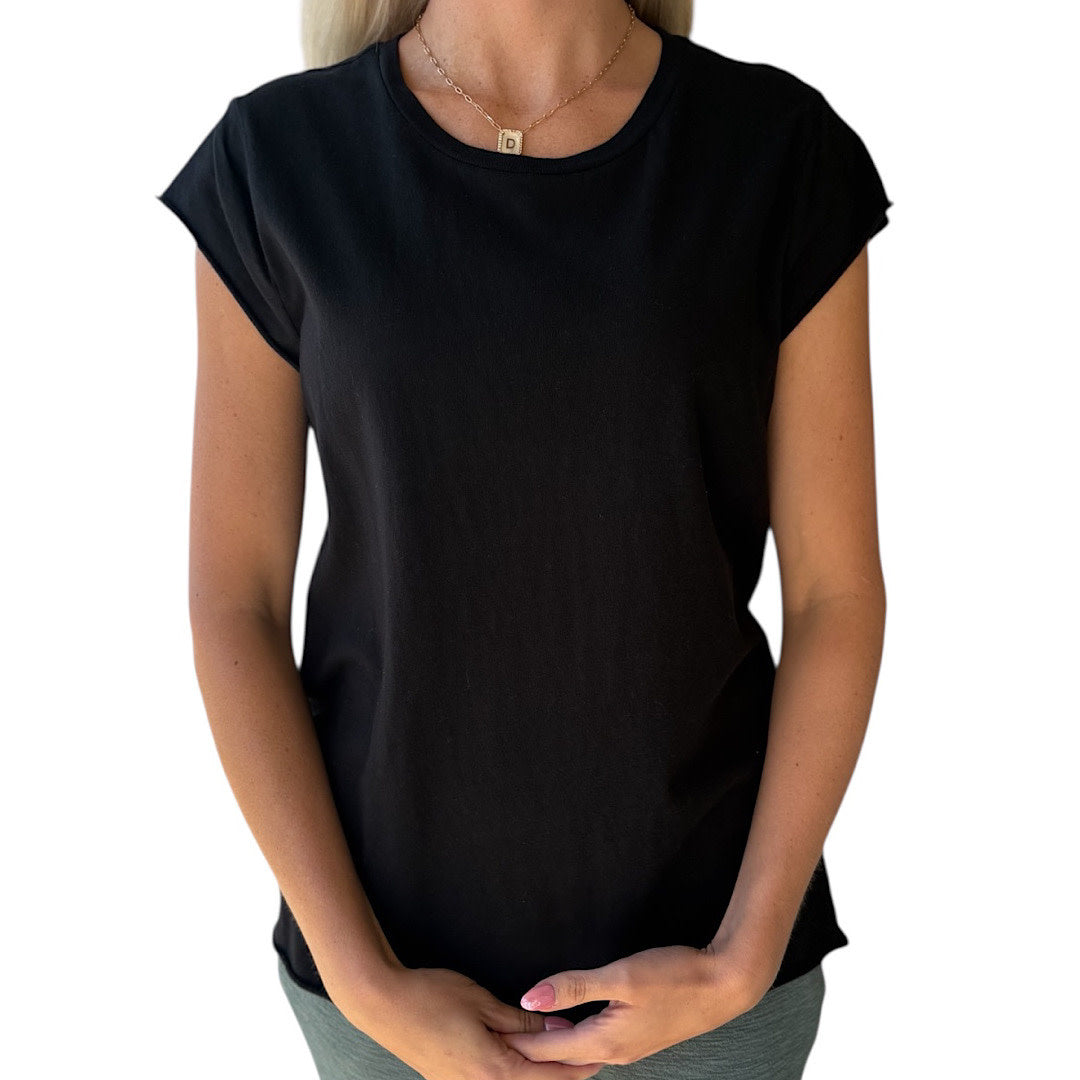 Black Soft Cap Sleeve T-Shirt