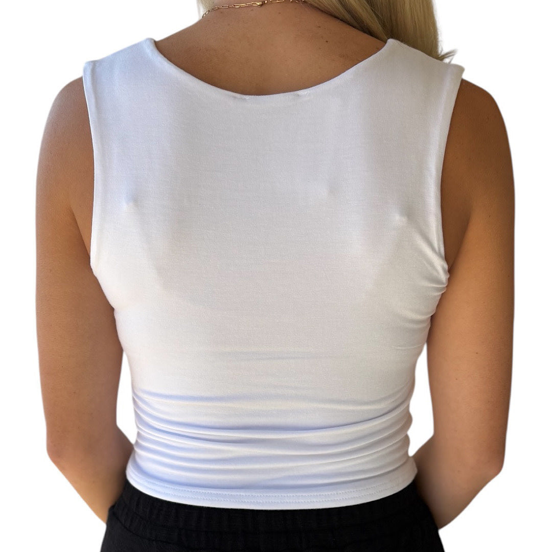White Double Layered Cropped Tank