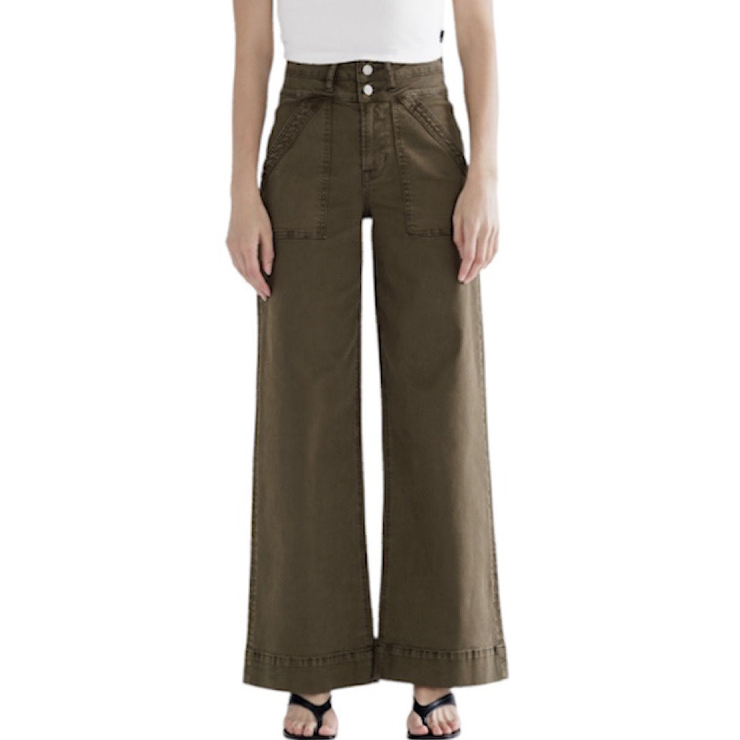 MICA MDP-W3209FG Fern Green S/H Double Waistband Wide Leg Jean