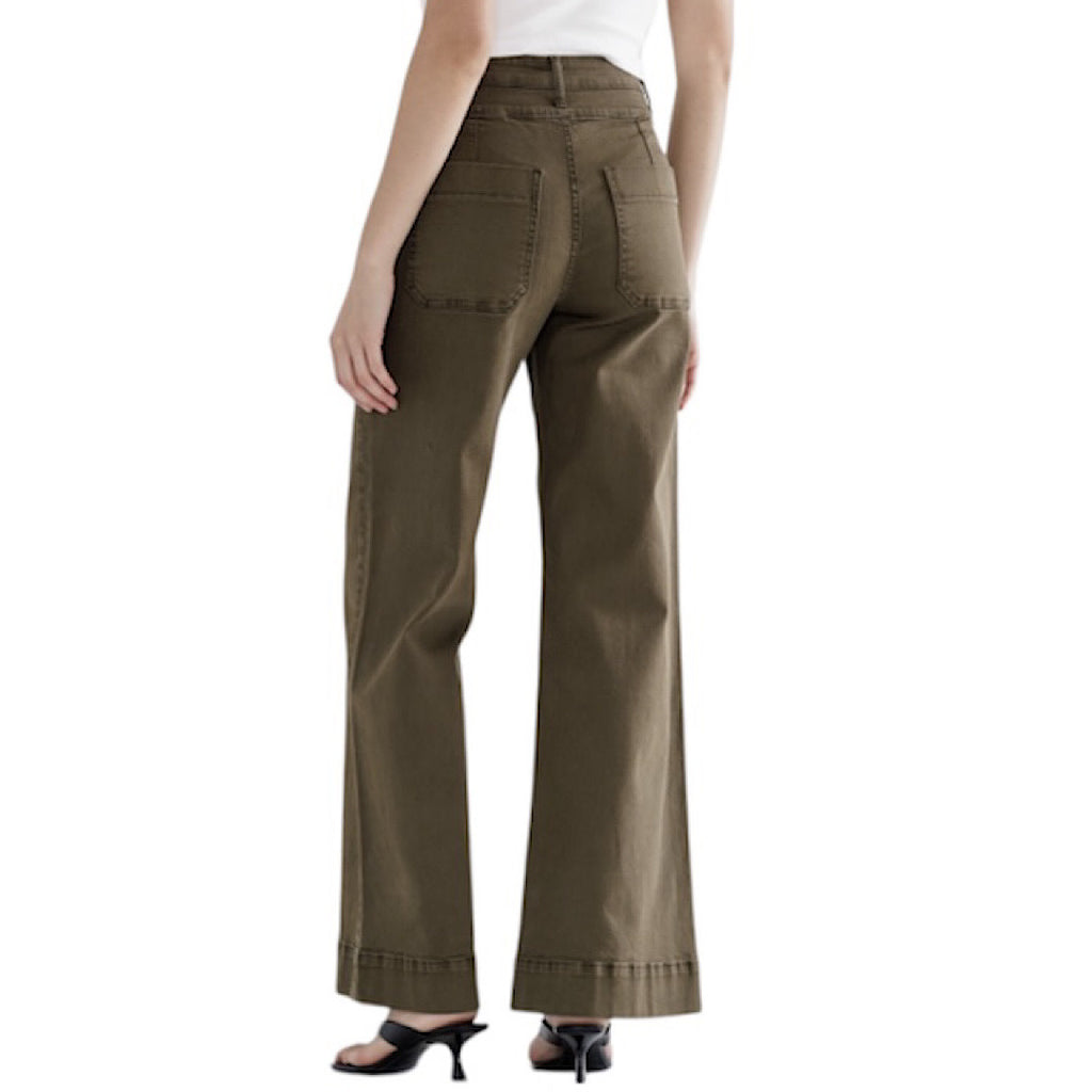 MICA MDP-W3209FG Fern Green S/H Double Waistband Wide Leg Jean