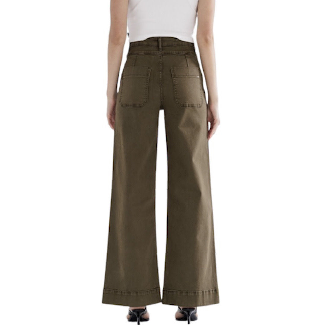 MICA MDP-W3209FG Fern Green S/H Double Waistband Wide Leg Jean