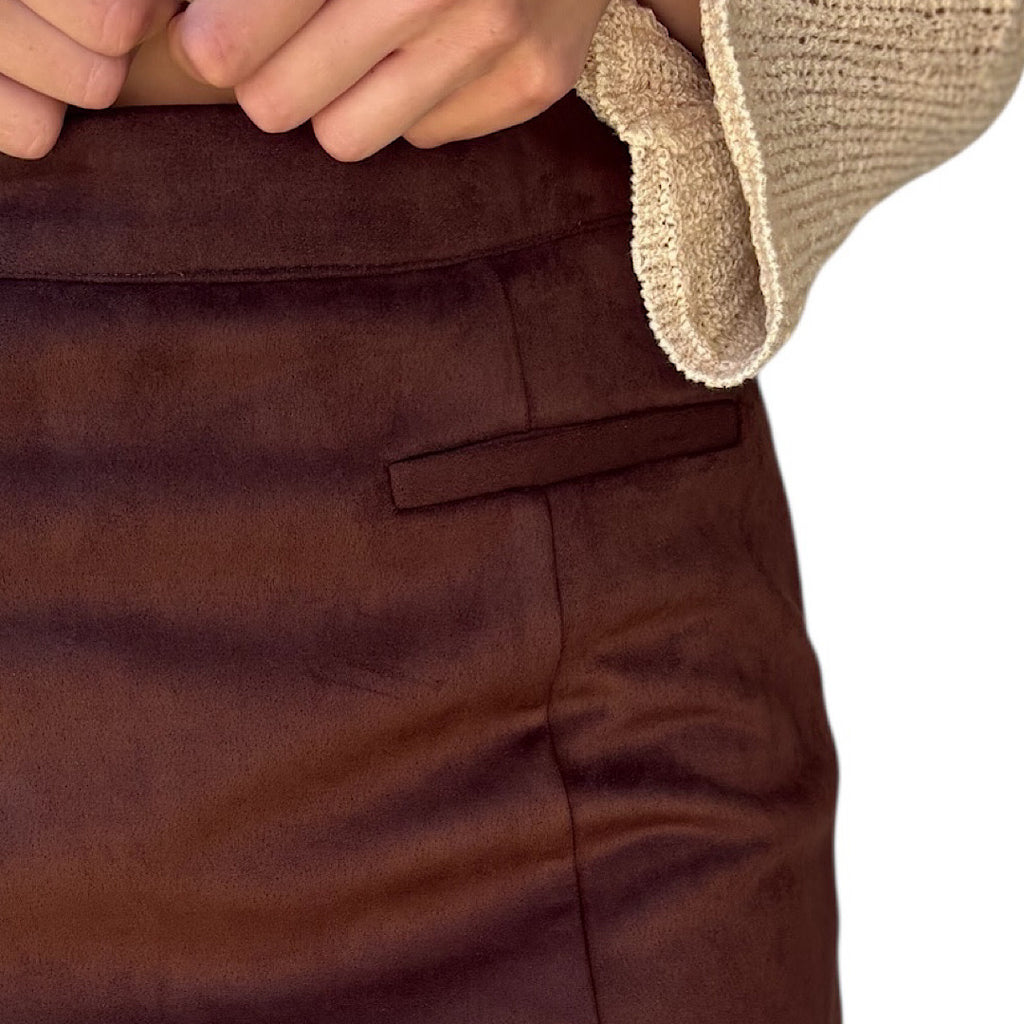 Chocolate Brown Suede Mini Skirt