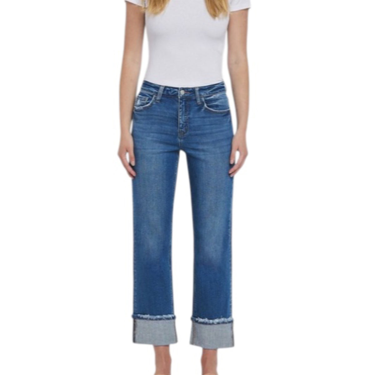 VERVET Daphne High Rise Cuffed Straight T6600