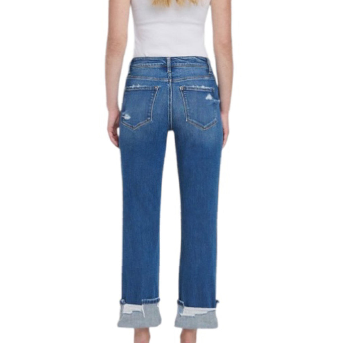 VERVET Daphne High Rise Cuffed Straight T6600