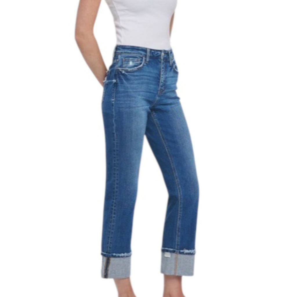 VERVET Daphne High Rise Cuffed Straight T6600