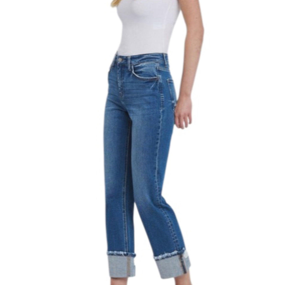 VERVET Daphne High Rise Cuffed Straight T6600
