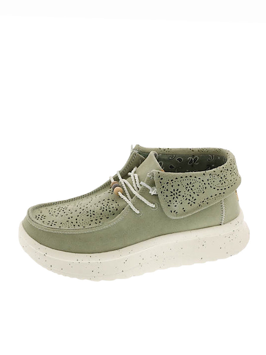 Hey Dude Wendy Peak Fold Boot Suede Green Womens