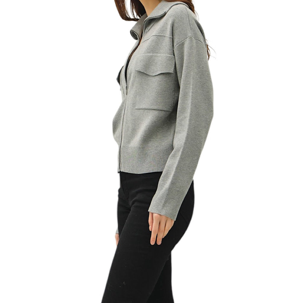 Heather Grey Zip Up Sweater Jacket