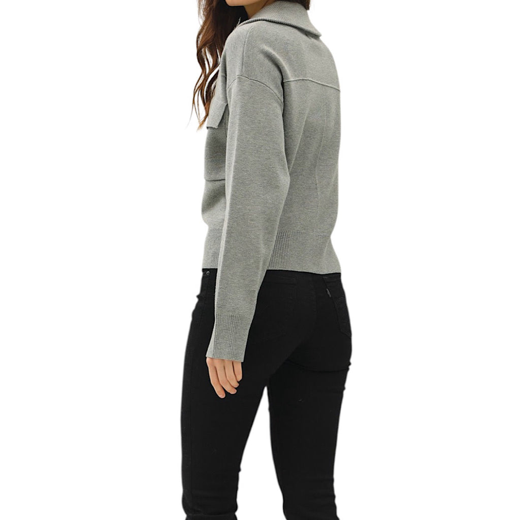 Heather Grey Zip Up Sweater Jacket