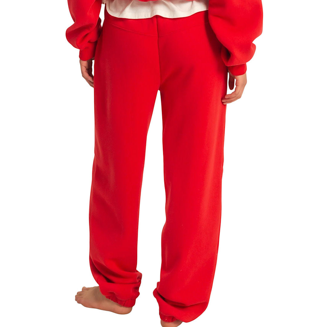 Red Seam Detail Jogger Pants