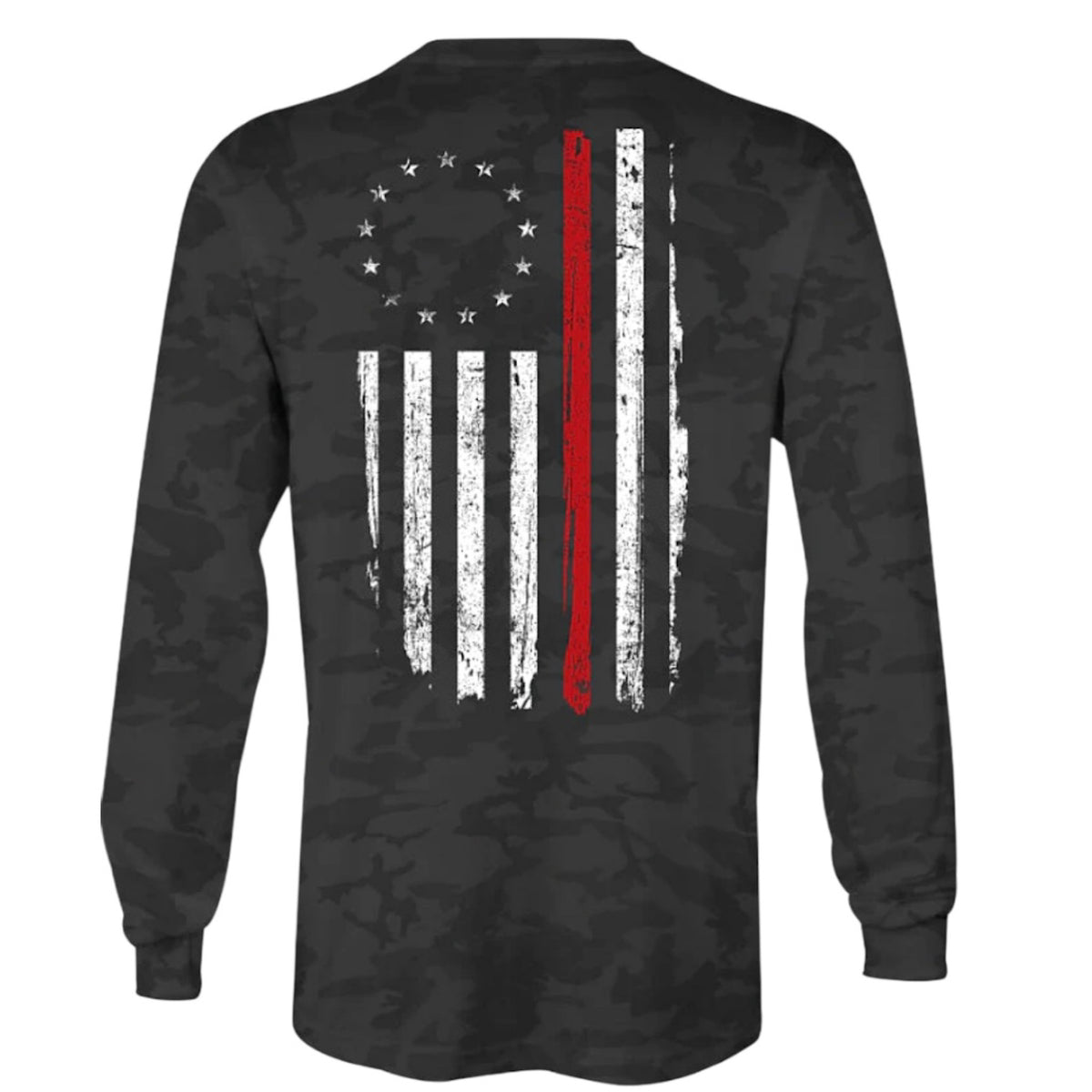 Support The Red L/S Tee-Black Camo