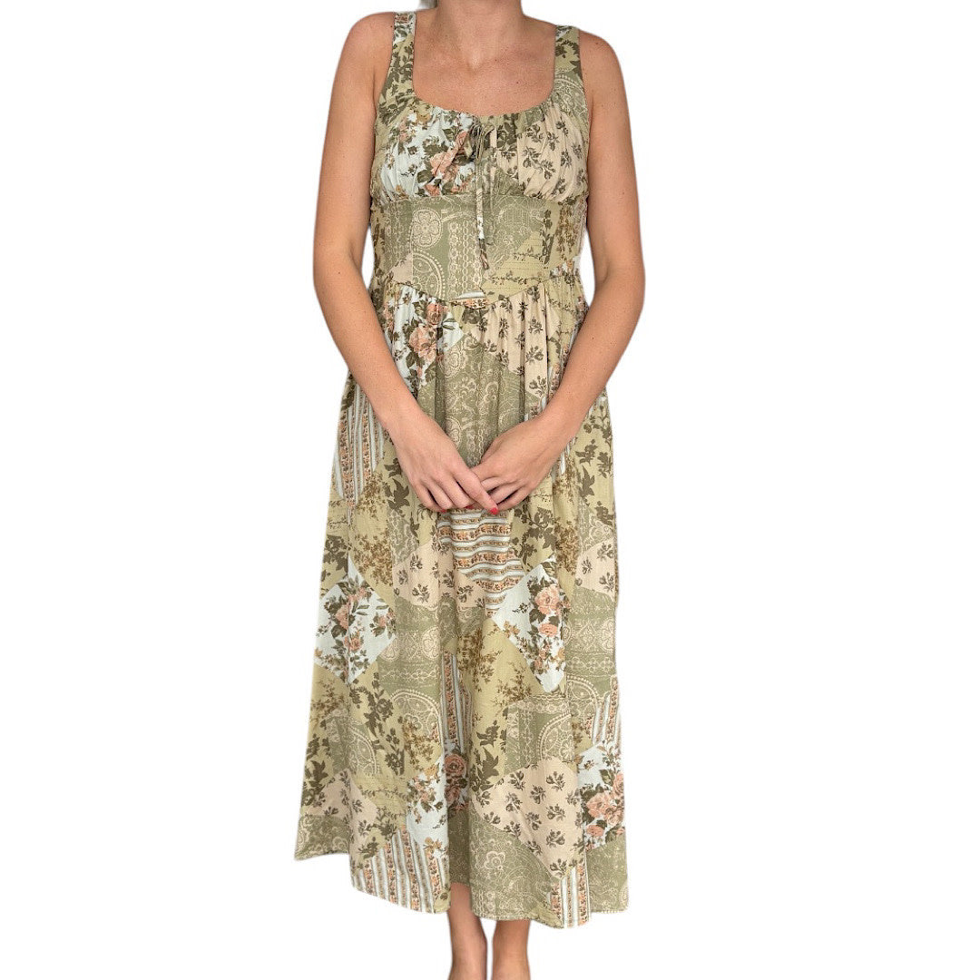 Olive Floral Mixed Print Dress