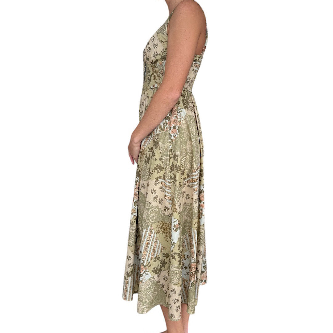 Olive Floral Mixed Print Dress