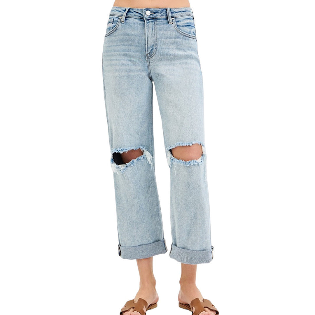 Risen PGA21136 Light Mid Rise Boyfriend Fit with Cuff