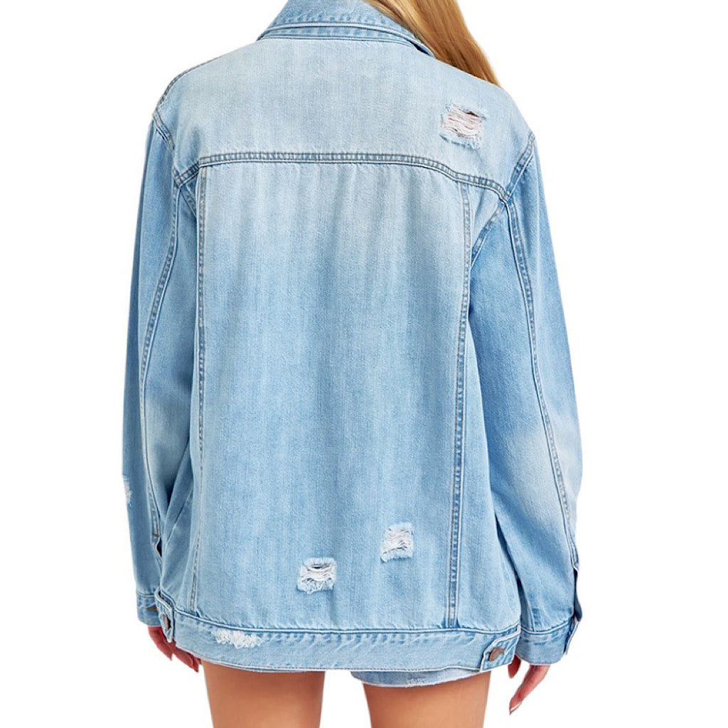 Risen RDJ1113 Light Loose Fit Distressed Jacket