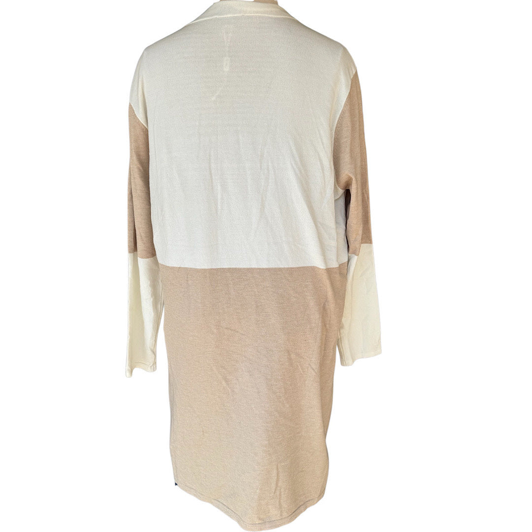 Vila Milan Cream Striped Cardigan Size Large-RF