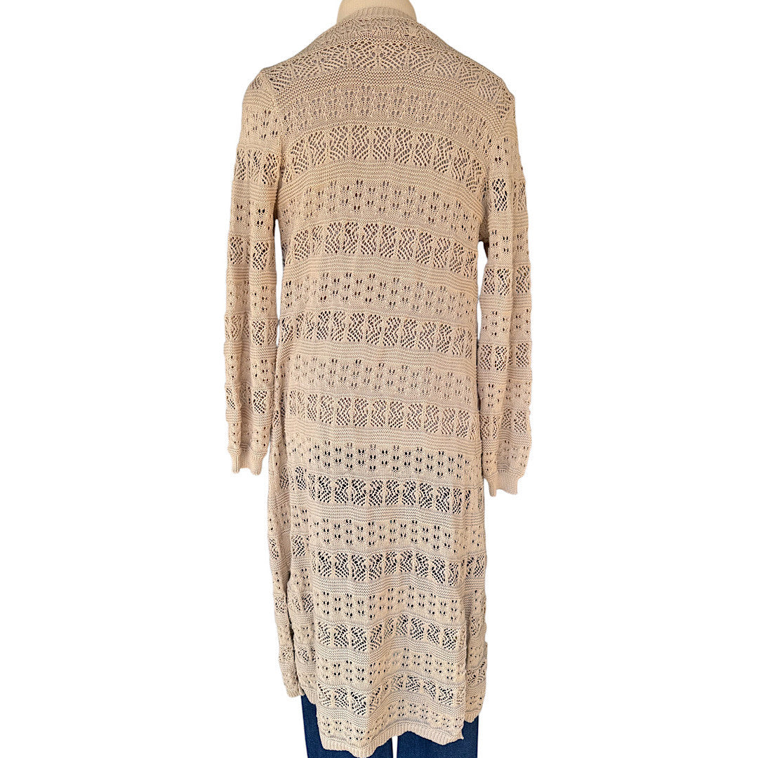 Poof New York Taupe Crochet Cardigan Size Large-RF