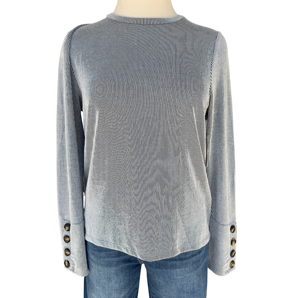 Black Striped Long Sleeve Top Size Medium-RF