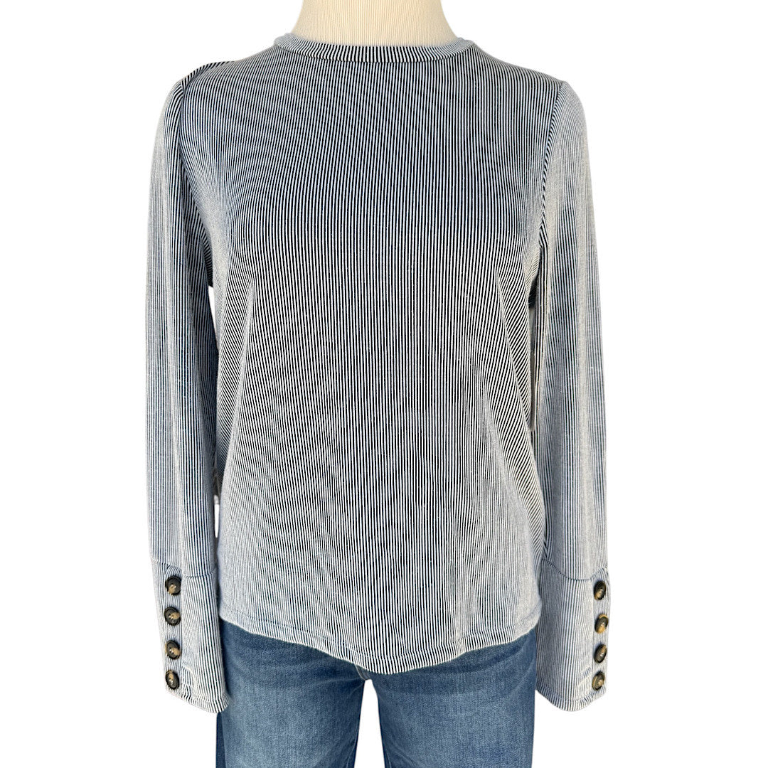 Black Striped Long Sleeve Top Size Medium-RF