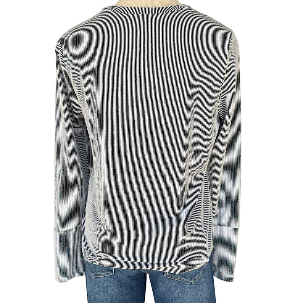 Black Striped Long Sleeve Top Size Medium-RF