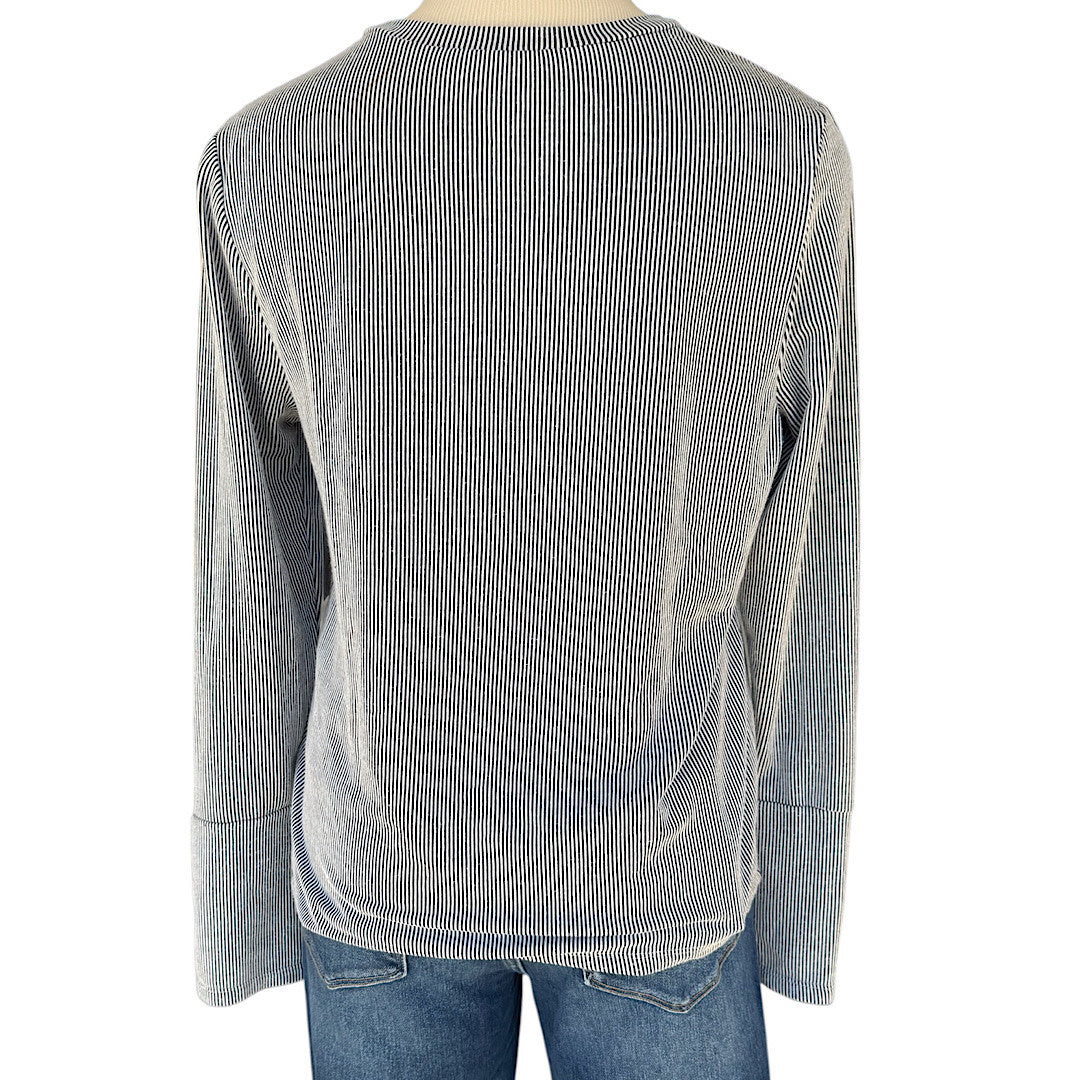 Black Striped Long Sleeve Top Size Medium-RF