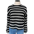 Greige Black/ White Striped Knit Sweater Size Medium-RF