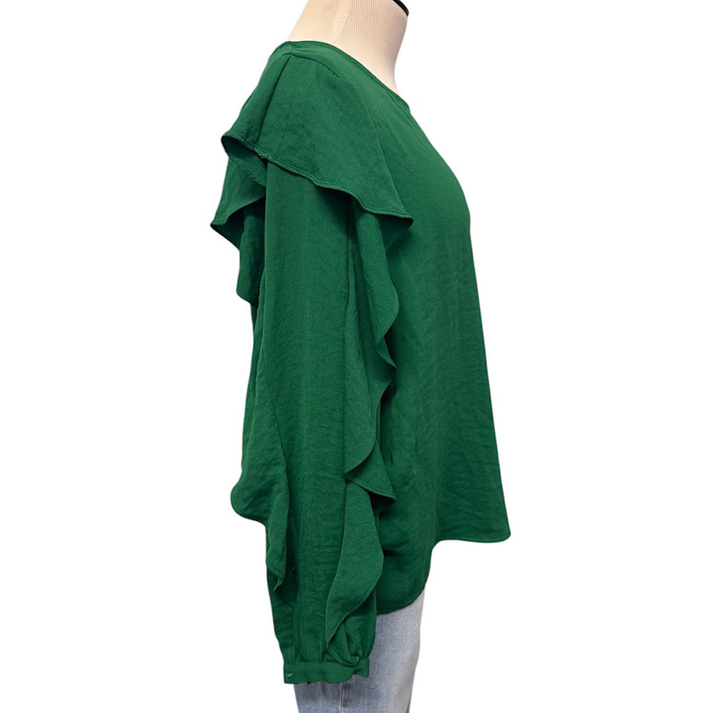 Oddy Kelly Green Ruffled Blouse Size Small-RF