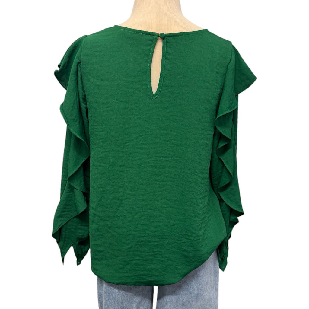 Oddy Kelly Green Ruffled Blouse Size Small-RF