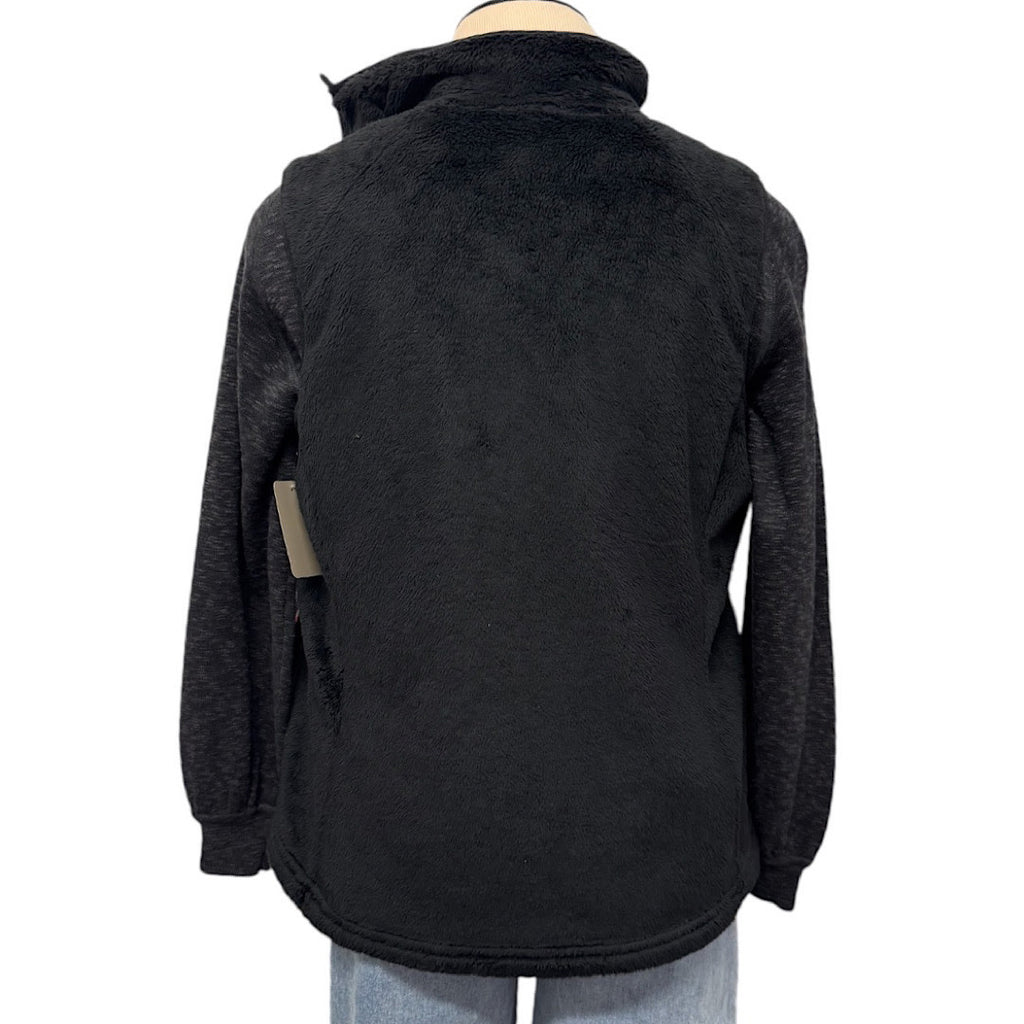 North Face Black Fuzzy Zip Up Vest Size Small-RF