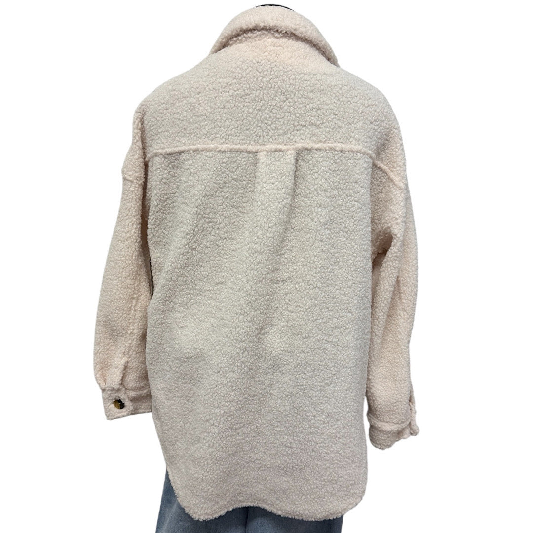 Peach Love Cream Sherpa Oversized Shacket Size Medium-RF