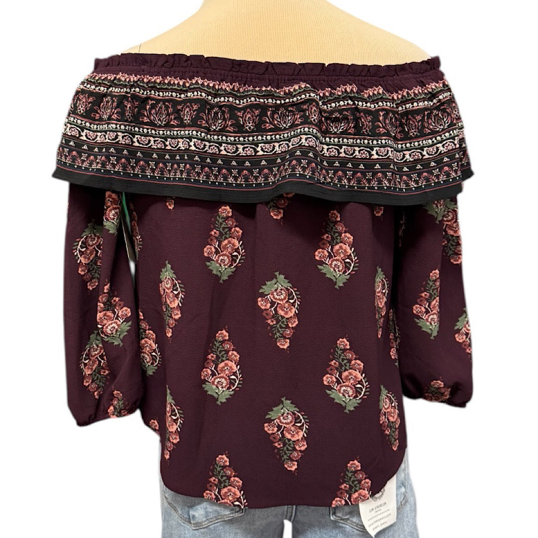 Mine Purple Floral Off The Shoulder Blouse Size Small -RF