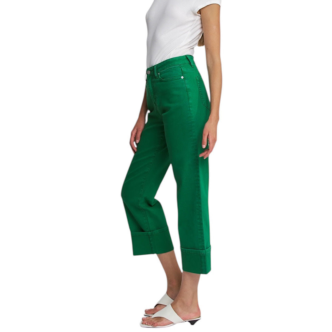 MICA MDP-W3025SG Seaweed Green High Rise Wide Leg Cropped Cuff Jeans