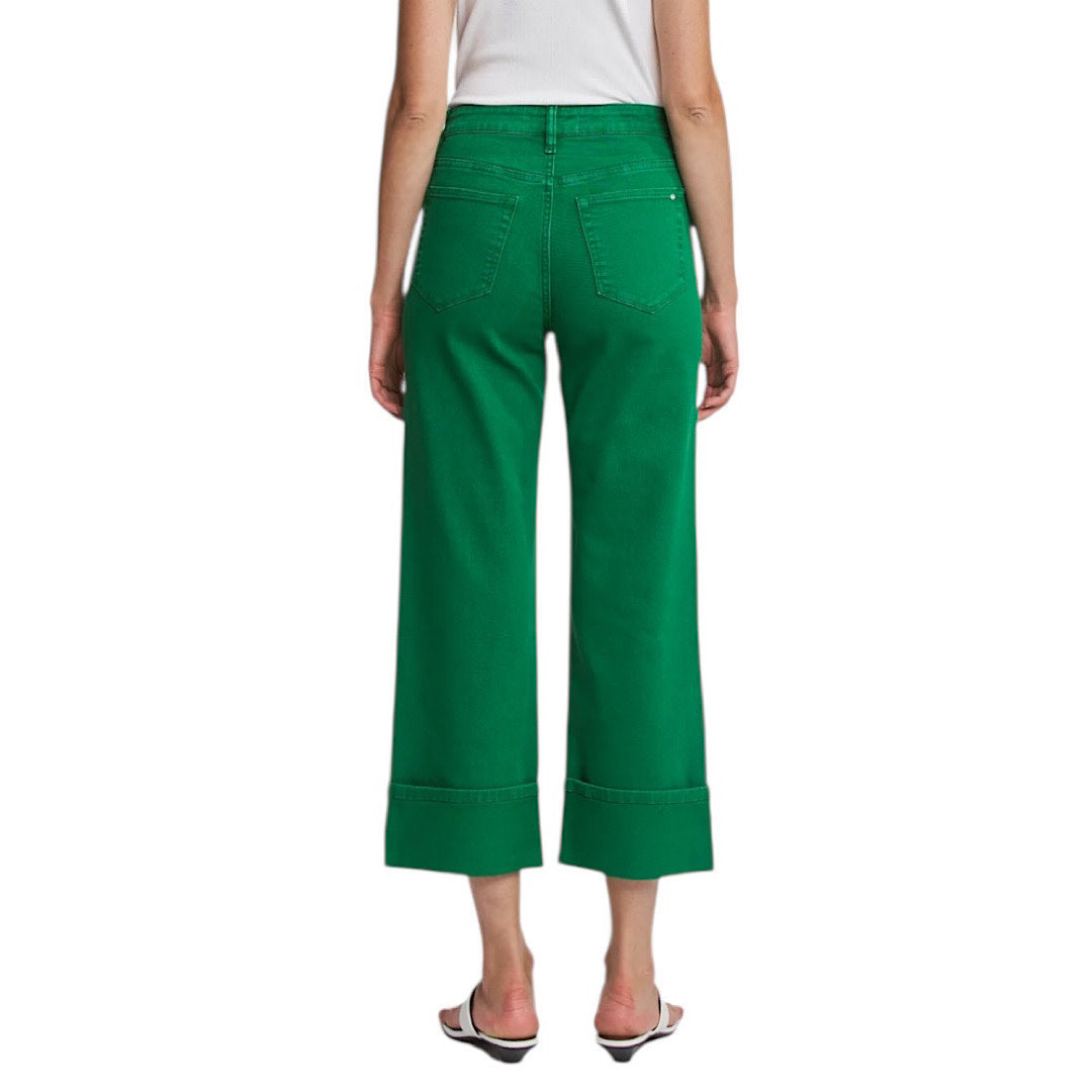 MICA MDP-W3025SG Seaweed Green High Rise Wide Leg Cropped Cuff Jeans