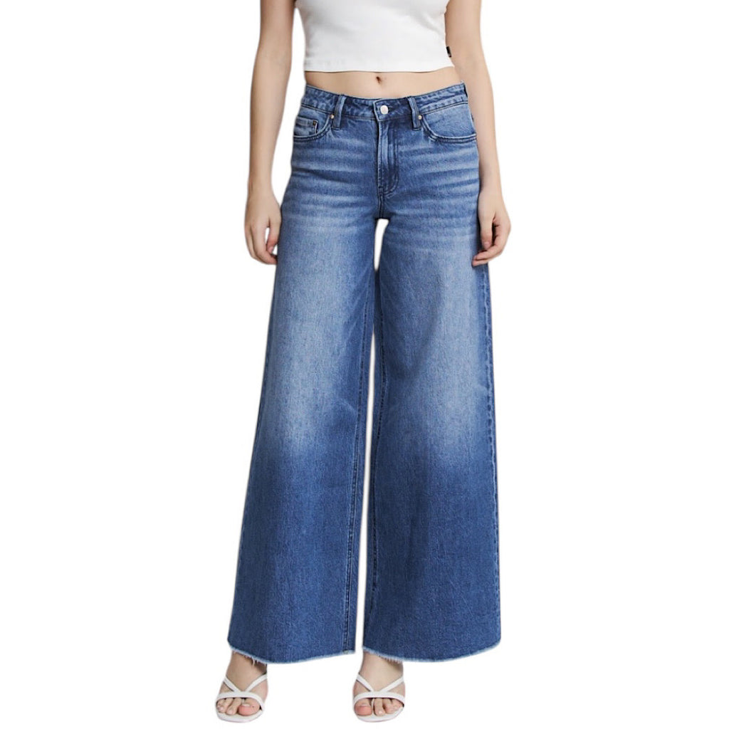 MICA MDP-W3571A Medium Sea High Rise Wide Leg Jeans