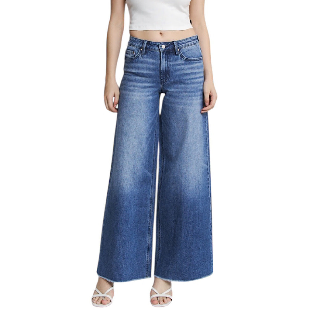 MICA MDP-W3571A Medium Sea High Rise Wide Leg Jeans
