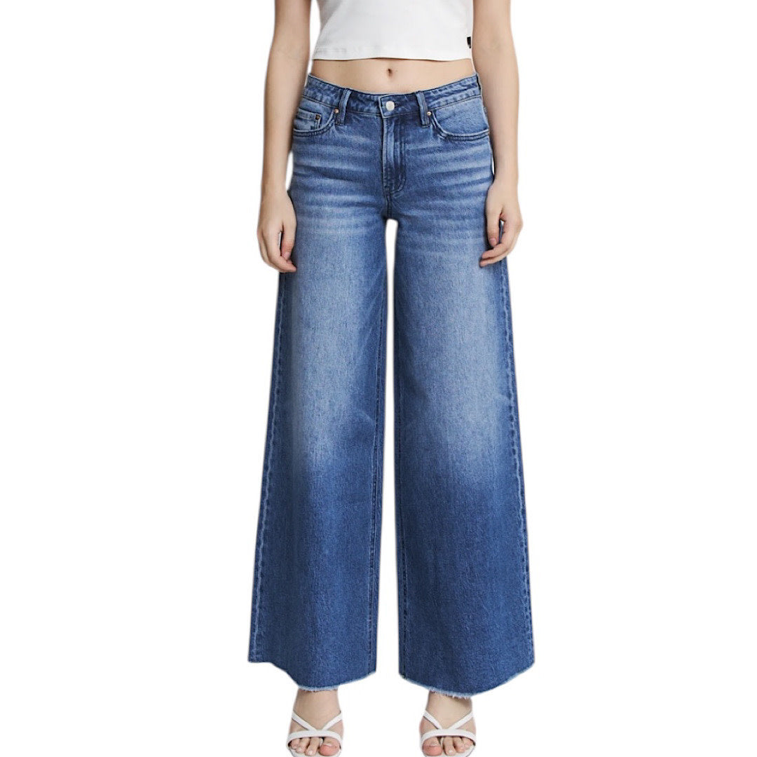 MICA MDP-W3571A Medium Sea High Rise Wide Leg Jeans