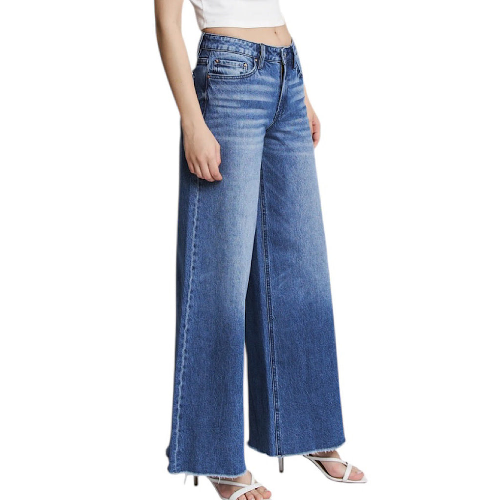 MICA MDP-W3571A Medium Sea High Rise Wide Leg Jeans
