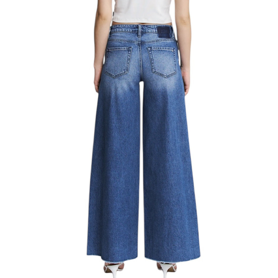 MICA MDP-W3571A Medium Sea High Rise Wide Leg Jeans