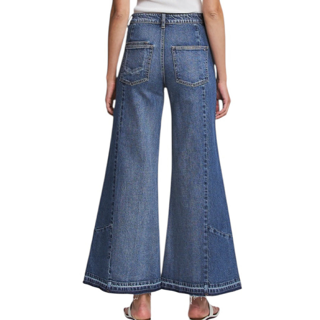MICA MTT-W3766 High Rise Wide Leg Tummy Tuck Contrast Panel Jeans