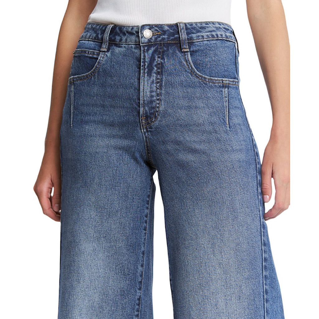 MICA MTT-W3766 High Rise Wide Leg Tummy Tuck Contrast Panel Jeans