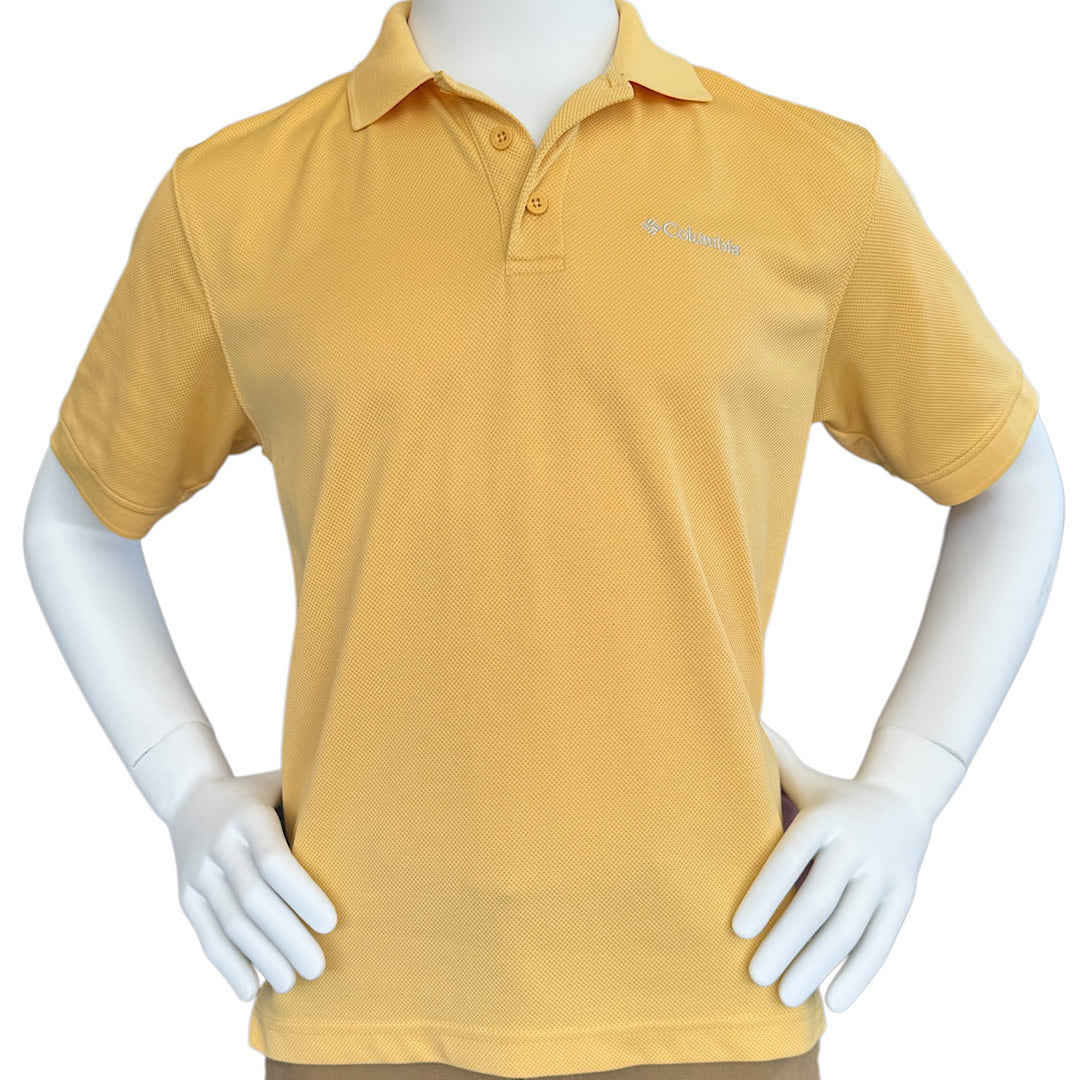 Columbia Yellow Short Sleeve Button Up Collared Shirt Size Small-RF