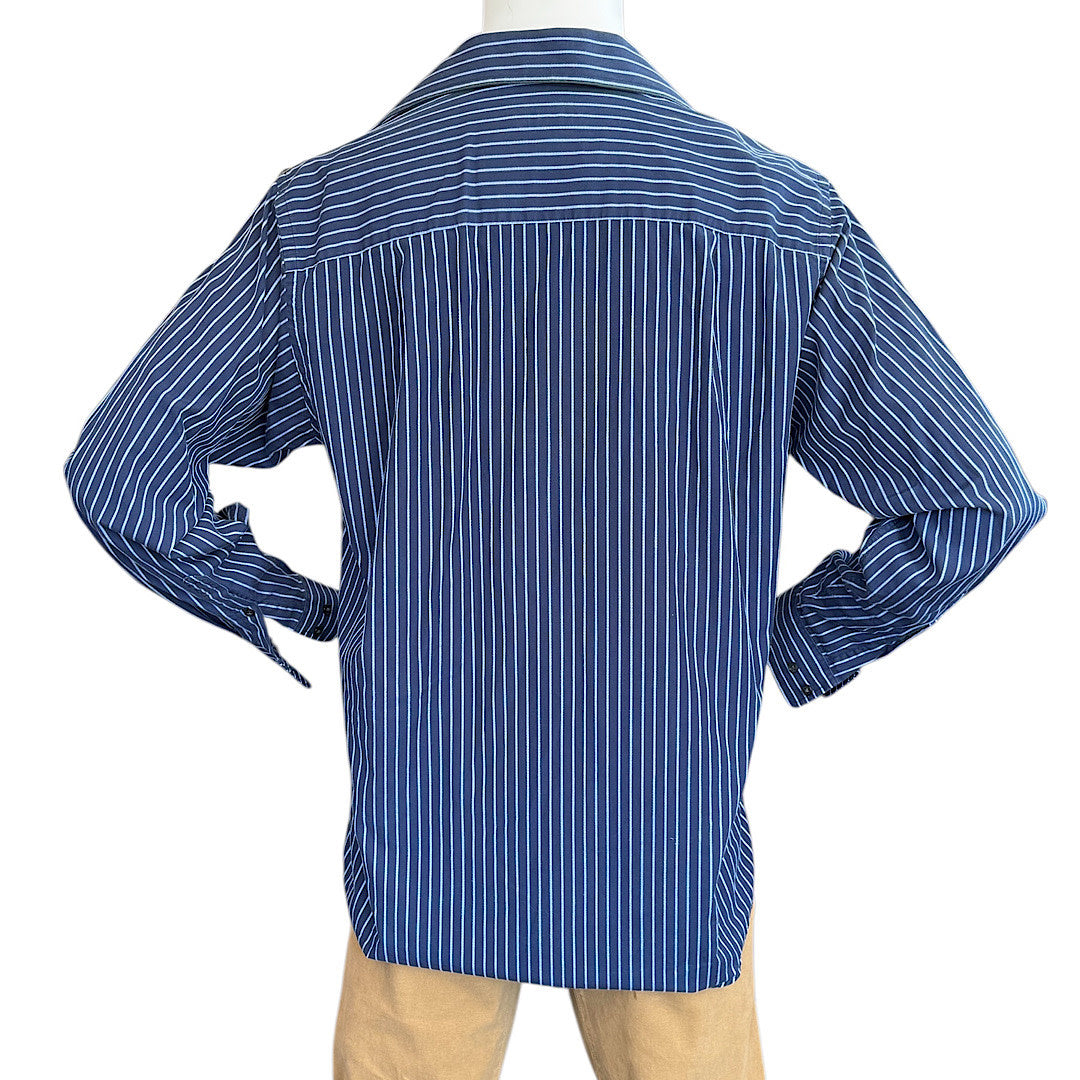 Calvin Klein Navy Striped Long Sleeve Button Down Size Large- RF