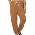 Plus Camel Drawstring Waist Joggers