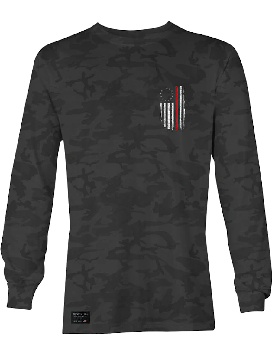Support The Red L/S Tee-Black Camo