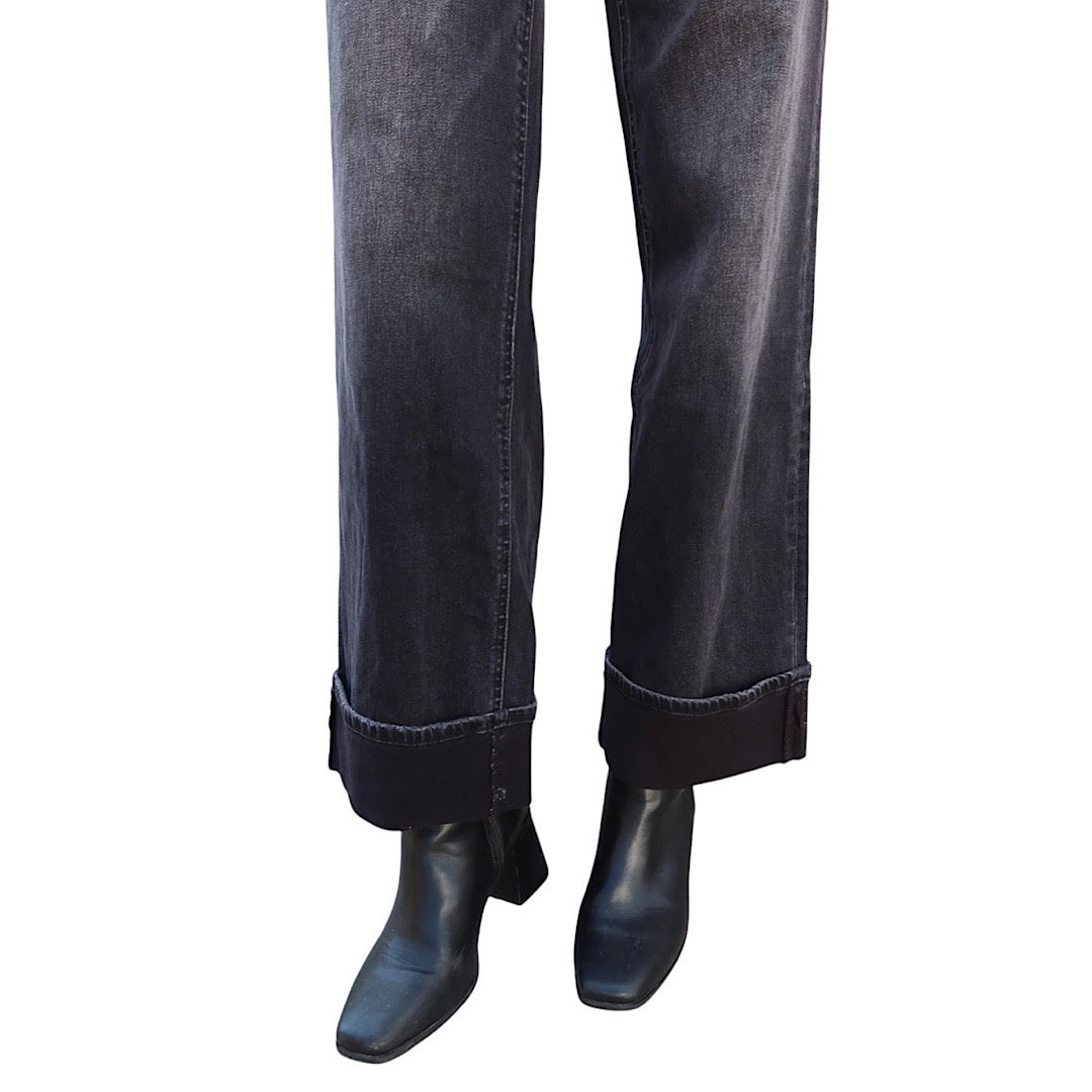 Vervet T6683BK Black Low Rise Baggy Wide Leg Jeans